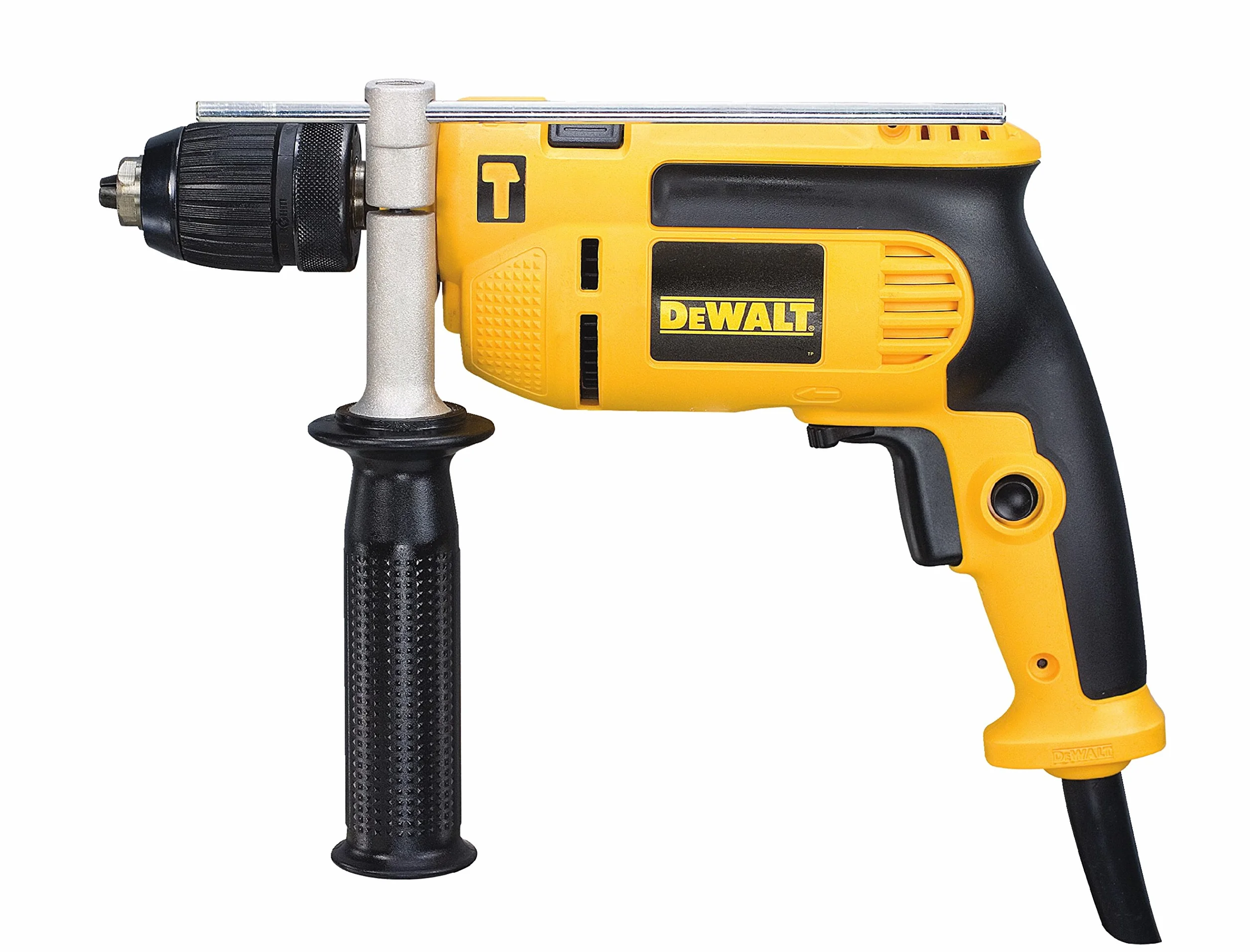 DEWALT DWD024KS-QS, Taladro percutor 701W, Potencia de salida 302W, 0-2800 rpm, 8.6Nm de par, Portabrocas sin llave 1.5-13mm, Empuñadura lateral, Tope de profundidad, Velocidad variable, Incl. Maletín