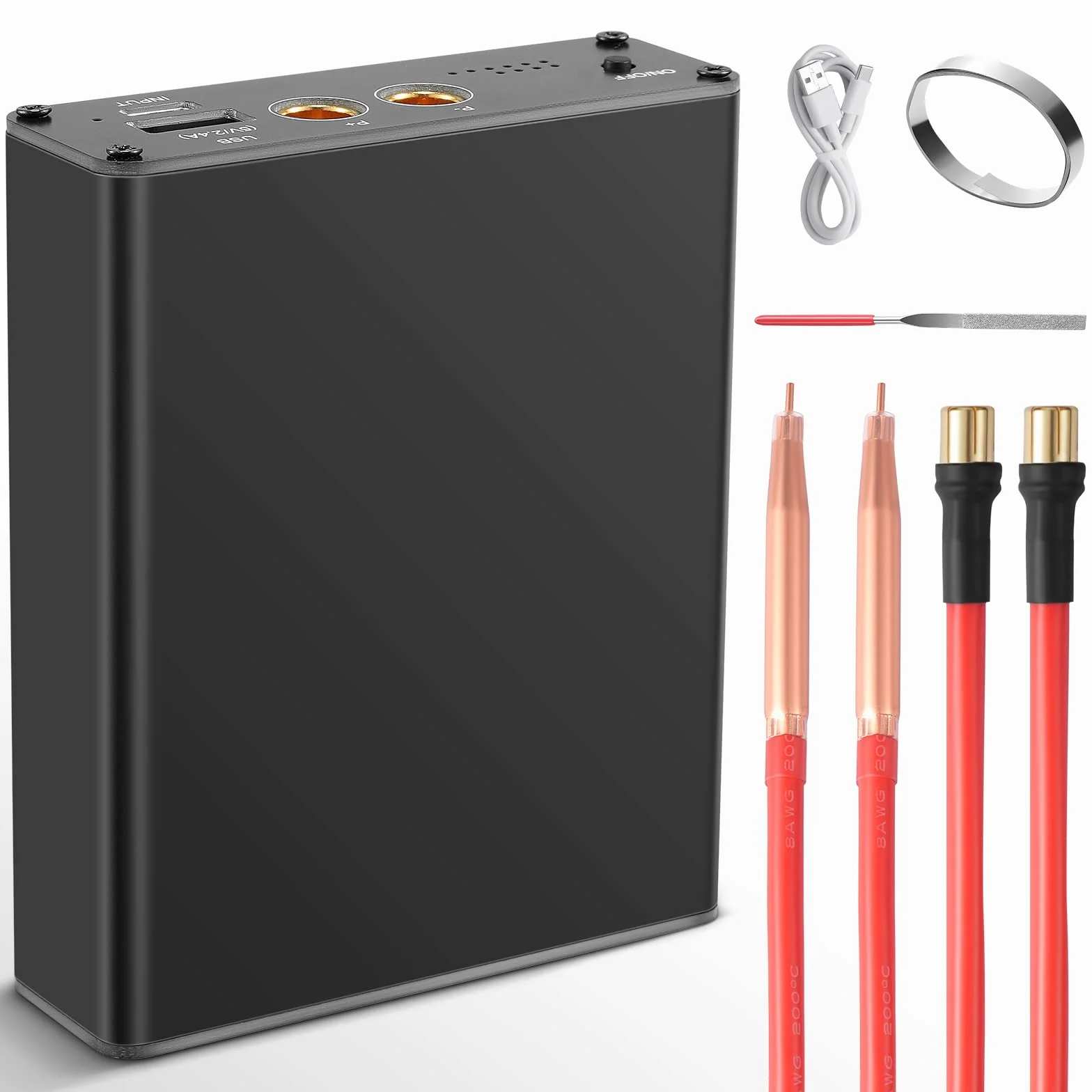 Soldador por Puntos, VAYOTOY Mini Soldador Puntos Maquina Soldadura de Punto Portatil con engranajes ajustables,Batería Recargable de 5000 mAh, 2 Bolígrafos de Soldadura, Hoja de níquel de 200 cm