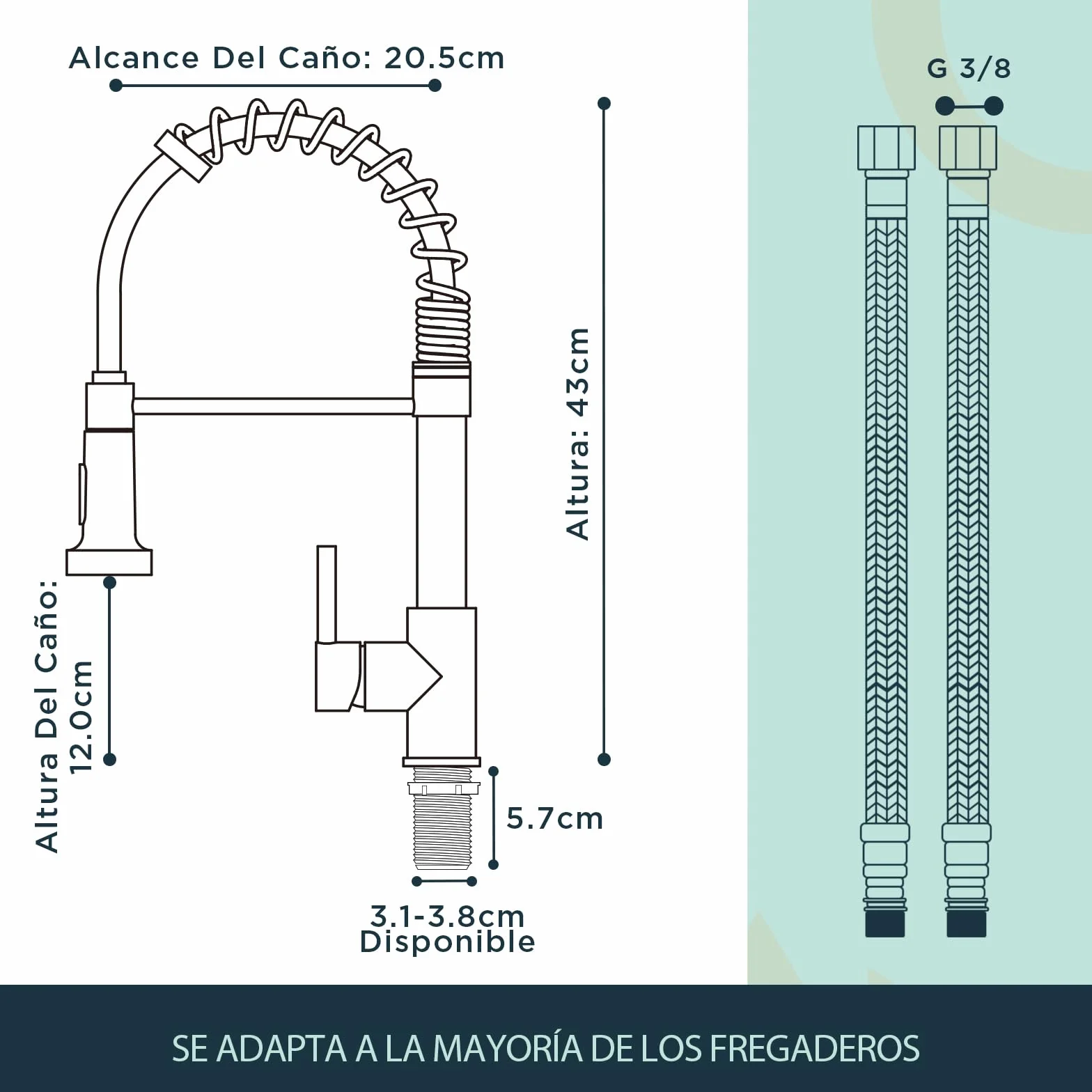FORIOUS Grifo Cocina Fregadero Giratorio 360° Monomando Acero Inoxidable 2 Modos