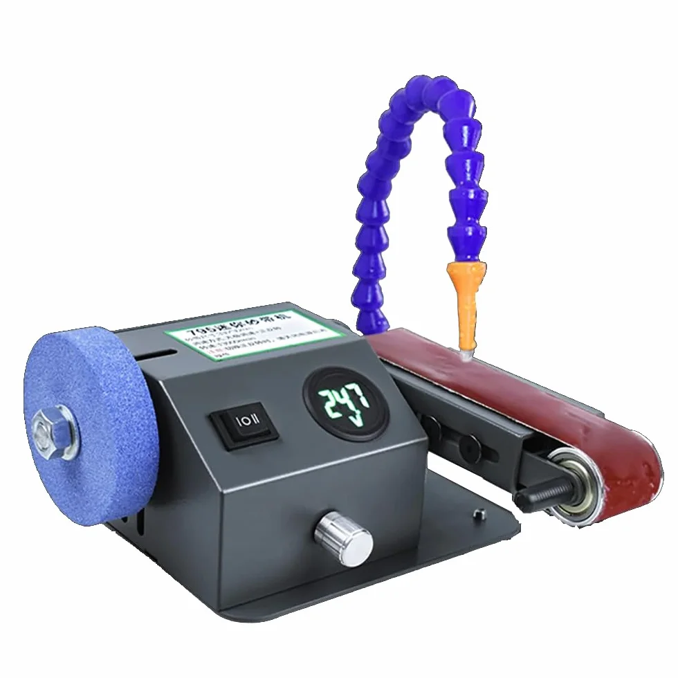 Mini Afilador de Cuchillos Eléctrico, Lijadora de Banda de Doble Propósito en Seco y Húmedo, Lijadora, Pulidora, Velocidad de 0-13000RPM