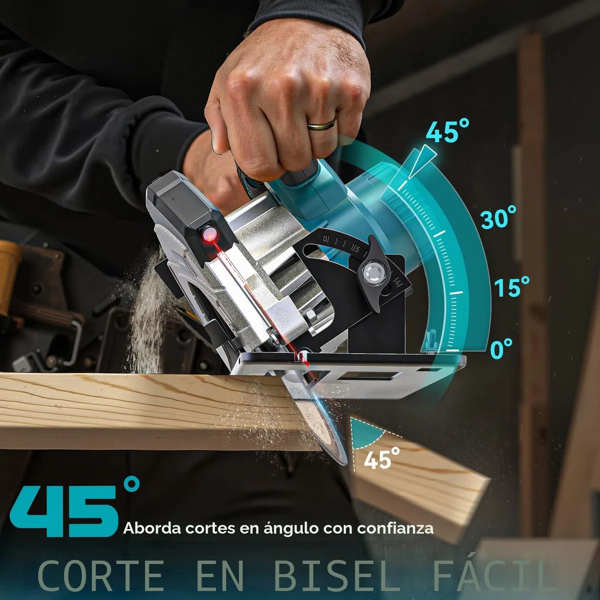 LIVOWALNY Sierra Circular Compatible con Ma-kita 18V Baterías, Sierra Circular de Mano 66mm con Hoja Sierra Ø165 x Ø20mm, ángulo Inclinación Ajustables sin Herramientas (Solo Herramienta)-Azul