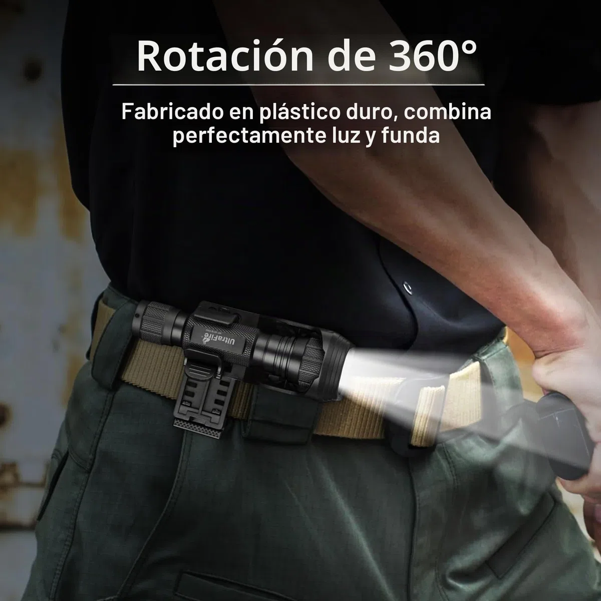 ULTRAFIRE Linterna táctica con estuche, 1200 lúmenes, linterna LED monomodo con cinturón de servicio soporte de antorcha, para aplicación de la ley, patrulla, seguridad, exterior, WF-501B PRO