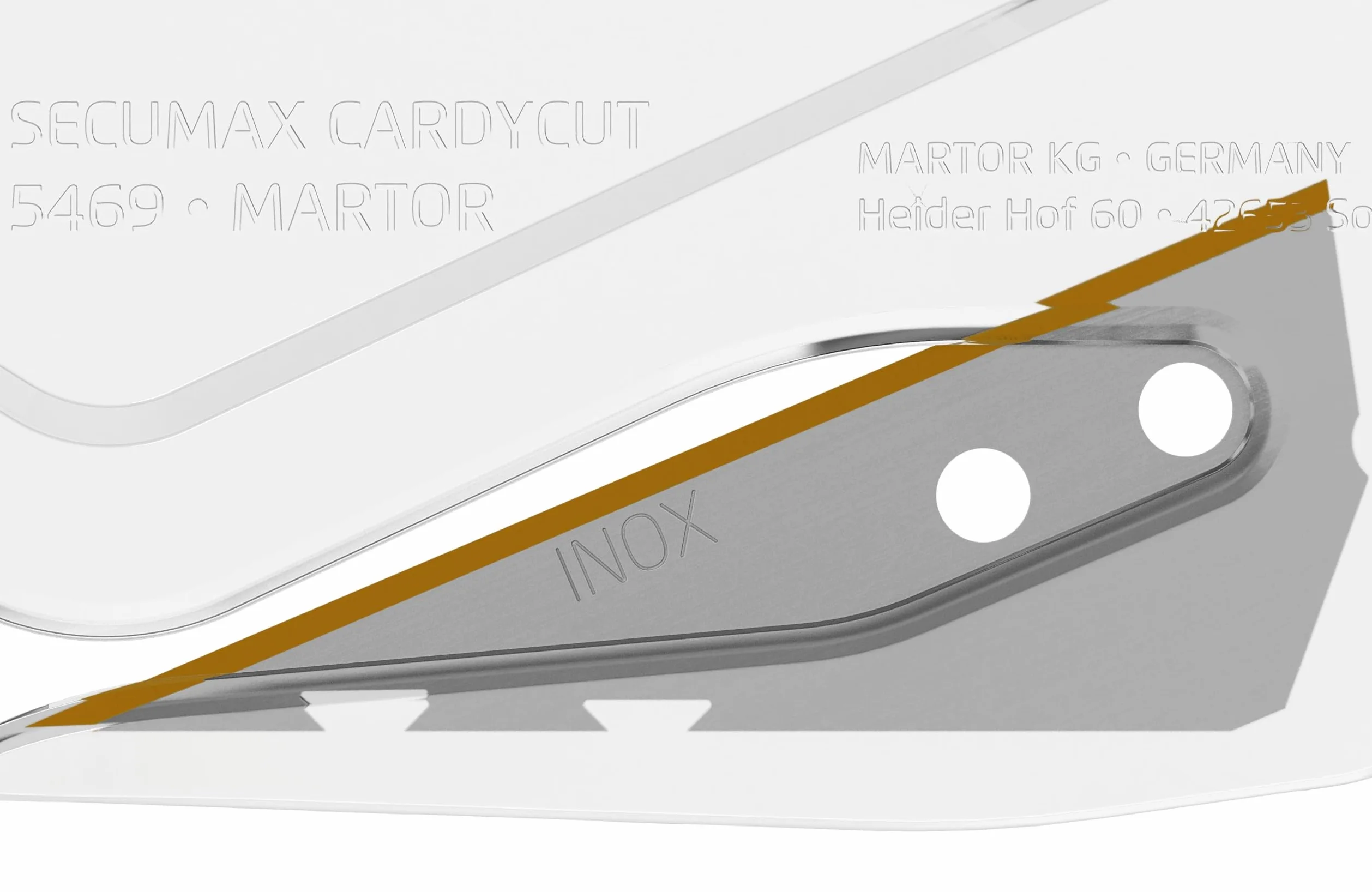 MARTOR 100 x Cuchillos de seguridad, Hoja oculta, SECUMAX CARDYCUT, Cúter profesional, ligero, plástico, Para diestros y zurdos | Cuchillo seguridad desechable, hoja TiN, inox, para film, cinta adhesiva, producción & logística, blanco. No. 546912.16