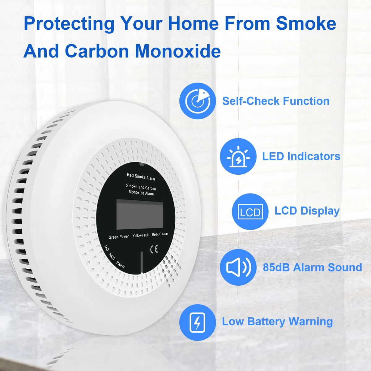 Detectores de humo y monóxido de carbono, alarmas combinadas de humo y monóxido de carbono para el hogar, con pantalla digital, aprobadas por EN 50291 y EN14604. 3 unidades