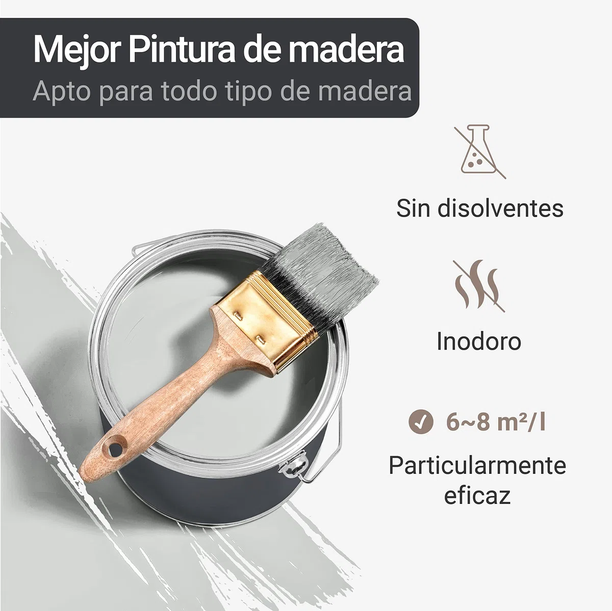 WO-WE Pintura de madera W420 Esmalte para Muebles Puertas al Agua Blanco puro - 5L